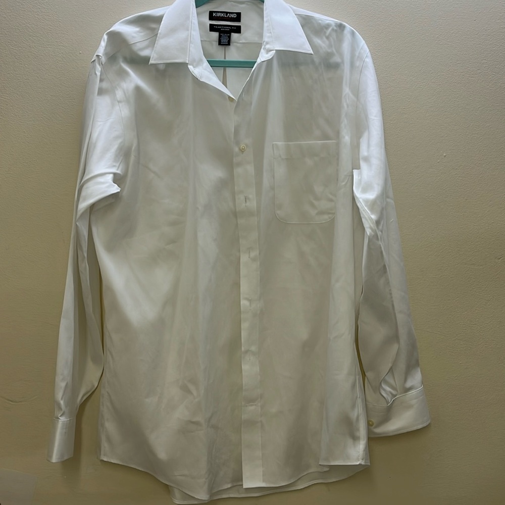KIRKLAND Men Shirt Traditional Fit White 34/35 NWT